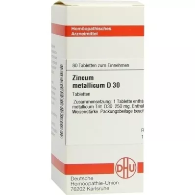 ZINCUM METALLICUM D 30 tabletas, 80 piezas