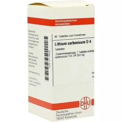 LITHIUM CARBONICUM D 4 tabletas, 80 piezas