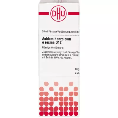 ACIDUM BENZOICUM E Resina D 12 Dilución, 20 ml