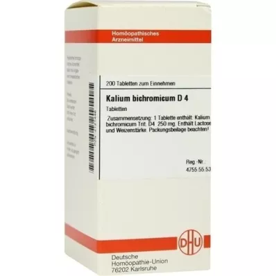 KALIUM BICHROMICUM D 4 tabletas, 200 piezas