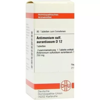 ANTIMONIUM SULFURATUM aurantiacum D 12 tabletas, 80 piezas