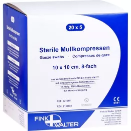MULLKOMPRESSEN 10x10 cm estéril 8 veces, 20X5 unidades