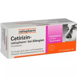 CETIRIZIN-ratiopharm para alergias tableta de película de 10 mg, 50 piezas