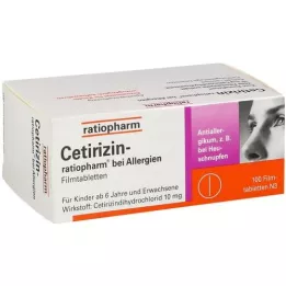 CETIRIZIN-ratiopharm para alergias tableta de película de 10 mg, 100 st