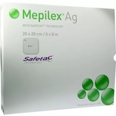 MEPILEX Apósito de espuma Ag 20x20 cm estéril, 5 piezas