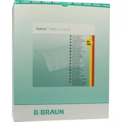ASKINA Apósito hidráulico de espuma para heridas 10x10 cm estéril antiadherente, 10 unidades