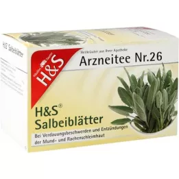 H&S Bolsas filtrantes de té de hojas de salvia, 20X1,6 g