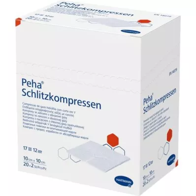 PEHA SCHLITZKOMPRESSEN 10x10 cm estéril, 20X2 uds