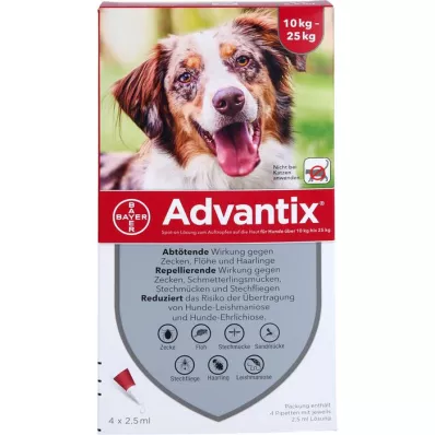 ADVANTIX Spot-on Lsg.z.Auftr.a.d.H.f.Dog 10-25 kg, 4 piezas