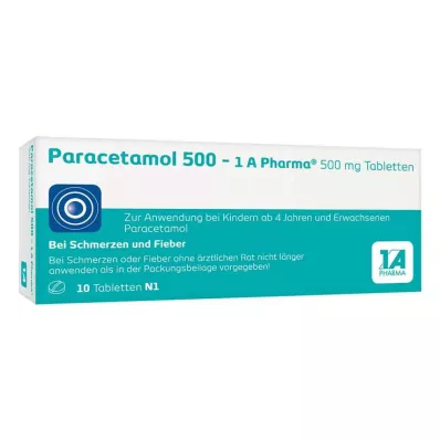 Paracetamol 500 1A tabletas farmacéuticas, 10 piezas