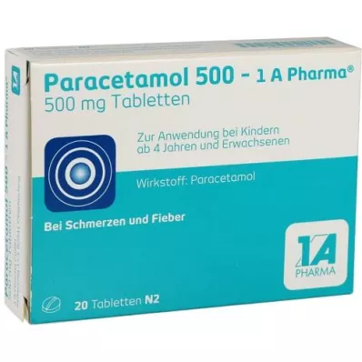 PARACETAMOL 500-1A Comprimidos farmacéuticos, 20 uds