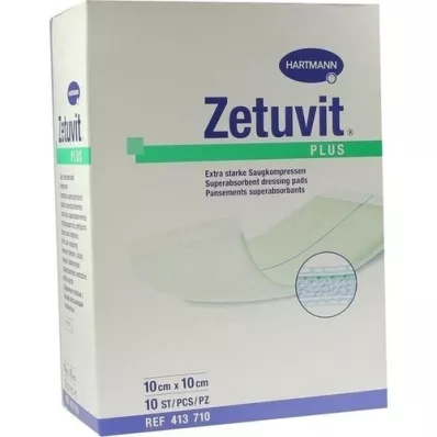 ZETUVIT Compresa absorbente Plus extra fuerte, estéril 10x10 cm, 10 uds