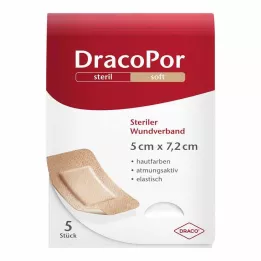 DRACOPOR Apósito para heridas 5x7,2 cm estéril color piel, 5 uds