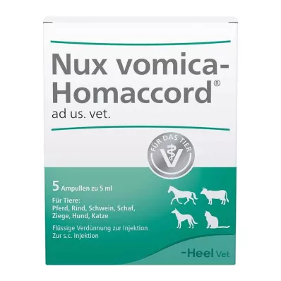 Nux vomica Homaccord ampollas veterinaria.(para animales), 5 piezas