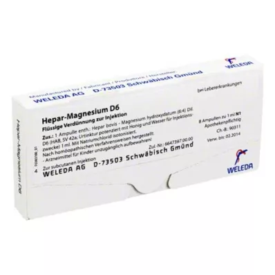 HEPAR MAGNESIUM D 6 Ampollas, 8X1 ml