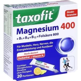 TAXOFIT Magnesio 400+B1+B6+B12+Ácido fólico 800 Gran., 20 uds