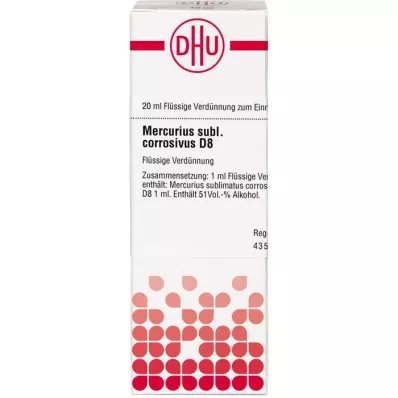 MERCURIUS SUBLIMATUS corrosivus D 8 Dilución, 20 ml