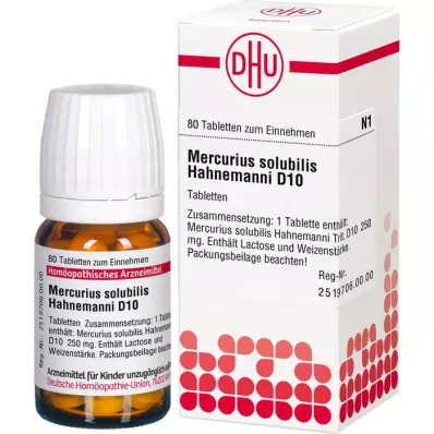 MERCURIUS SOLUBILIS Hahnemanni D 10 Comprimidos, 80 uds