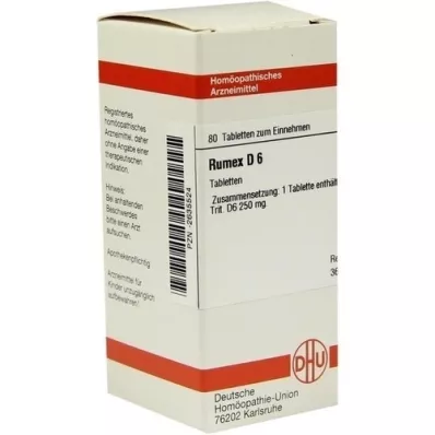 RUMEX D 6 pastillas, 80 uds