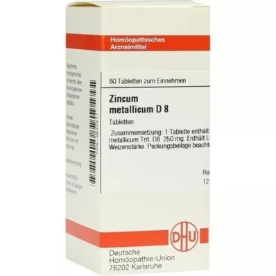 ZINCUM METALLICUM D 8 pastillas, 80 uds