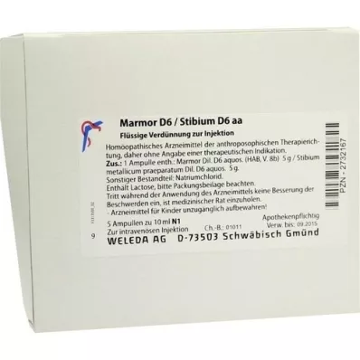 MARMOR D 6/Stibium D 6 aa Ampollas, 5X10 ml