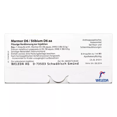 Ampollas de mármol D 6 / Stibium D 6 AA, 50x10 ml Ampollas de mármol D 6 / Stibium D 6 AA, 50x10 ml