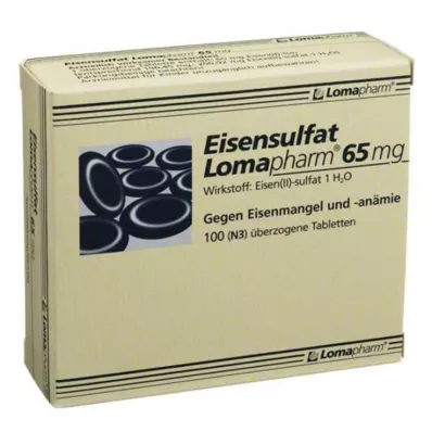 Sulfato de hierro Lomapharm 65 mg tabletas recubiertas, 100 piezas