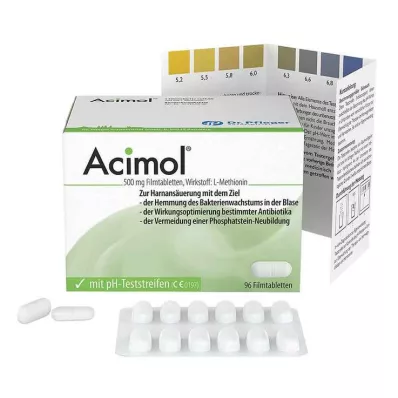 ACIMOL con tiras reactivas de pH comprimidos recubiertos con película, 96 uds