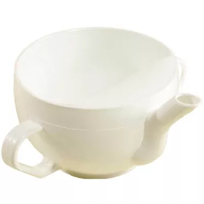 Vaso médico de plástico con 2 asas blanco, 1 pieza