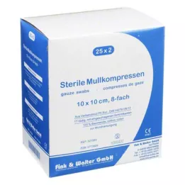MULLKOMPRESSEN 10x10 cm estéril 8x, 25X2 uds