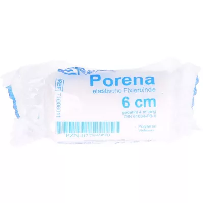 PORENA Venda de gasa elástica 6 cm blanca con cello, 1 ud