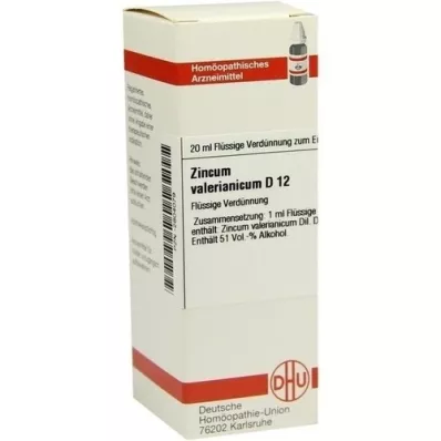 ZINCUM VALERIANICUM D 12 Dilución, 20 ml