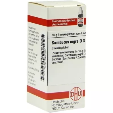 SAMBUCUS NIGRA D 3 glóbulos, 10 g