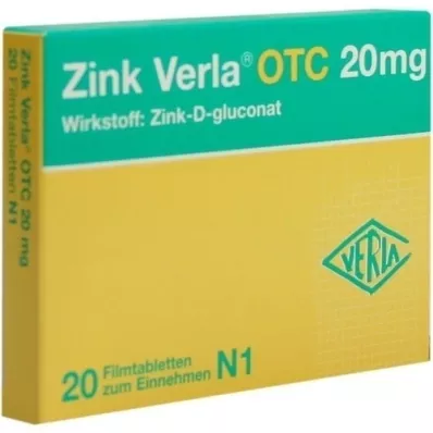 ZINK VERLA OTC 20 mg comprimidos recubiertos con película, 20 uds