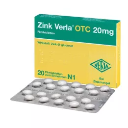 ZINK VERLA OTC 20 mg comprimidos recubiertos con película, 20 uds