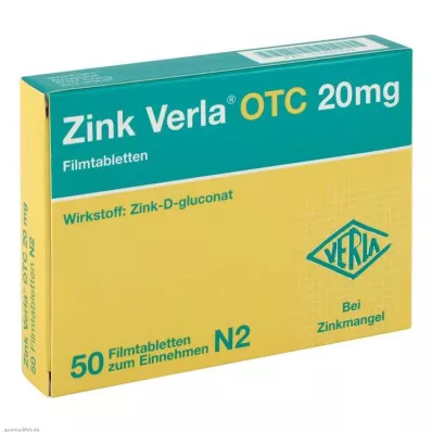 ZINK VERLA OTC 20 mg comprimidos recubiertos con película, 50 uds