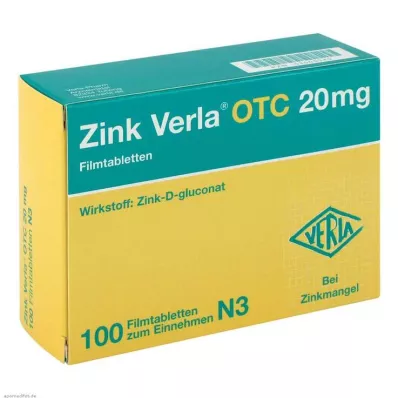 Zinc Verla® OTC 20 mg tabletas recubiertas de película, 100 st