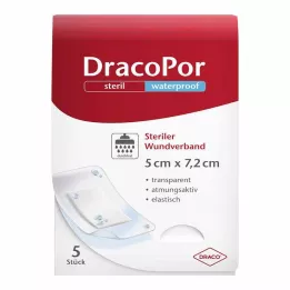 DRACOPOR apósito impermeable 5x7,2 cm estéril, 5 uds