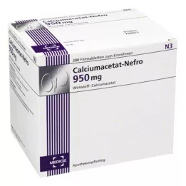 CALCIUMACETAT NEFRO 950 mg comprimidos recubiertos con película, 200 uds
