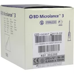 BD MICROLANCE Cánula 27 G 3/4 0,4x19 mm, 100 uds