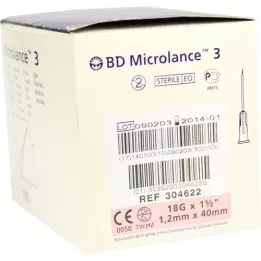 BD MICROLANCE Cánula 18 G 1 1/2 40 mm trans., 100 uds