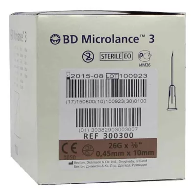 BD MICROLANCE Cánula 26 G 3/8 0,45x10 mm, 100 uds BD MICROLANCE Cánula 26 G 3/8 0,45x10 mm, 100 uds