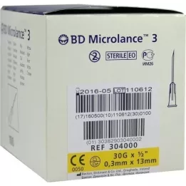 BD MICROLANCE Cánula 30 G 1/2 0,29x13 mm, 100 uds