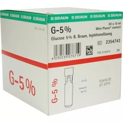 GLUCOSE Solución inyectable B.Braun Mini Plasco Connect al 5%, 20X10 ml