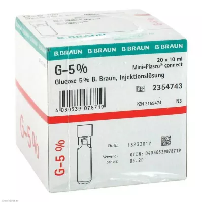 Glucosa al 5% Braun Mini Plasco Connect Solución de inyección, 20x10 ml