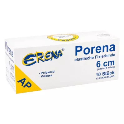 PORENA Venda de gasa elástica 6 cm blanca sin cello, 10 uds
