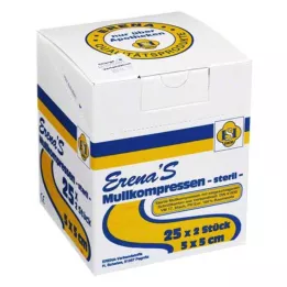 ERENA Compresa de gasa, 5x5 cm, estéril, 8x25X2 uds