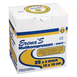 ERENA Compresa de gasa 10x10 cm estéril 8x, 25X2 uds