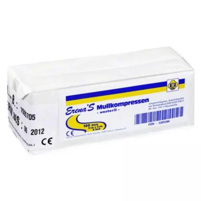 ERENA Compresa de gasa 5x5 cm no estéril 8x, 100 uds ERENA Compresa de gasa 5x5 cm no estéril 8x, 100 uds