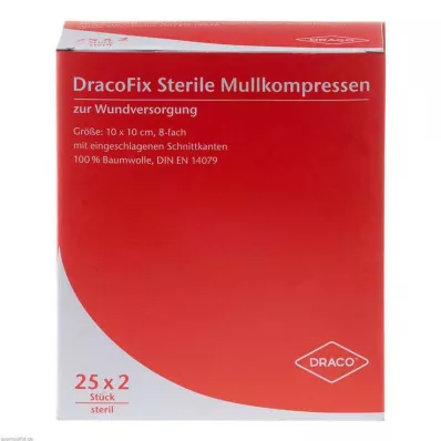DRACOFIX PEEL Compresas 10x10 cm estériles 8x, 25X2 uds DRACOFIX PEEL Compresas 10x10 cm estériles 8x, 25X2 uds